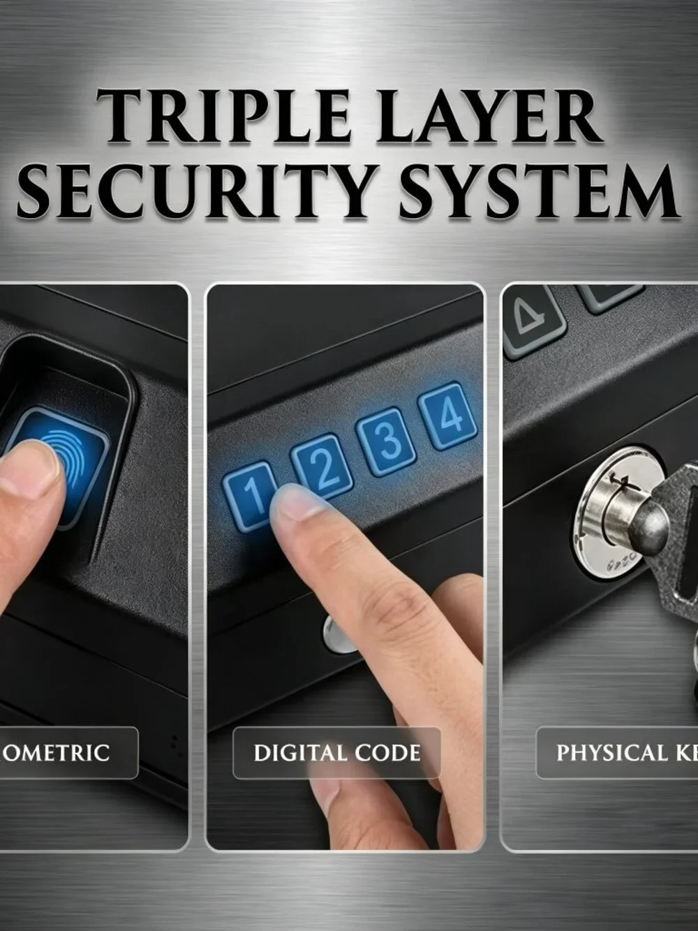 Biometric Quick Access Gun Safe ,3-Ways Unlock Fingerprint Digital PIN Key